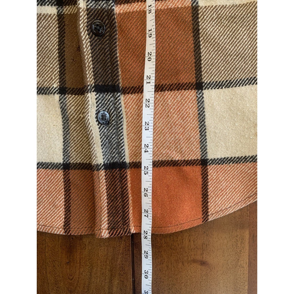 Vintage Penneys TownCraft Button Up Flannel Jacket Mens S Brown Plaid CPO 60s 70 - Picture 9 of 16